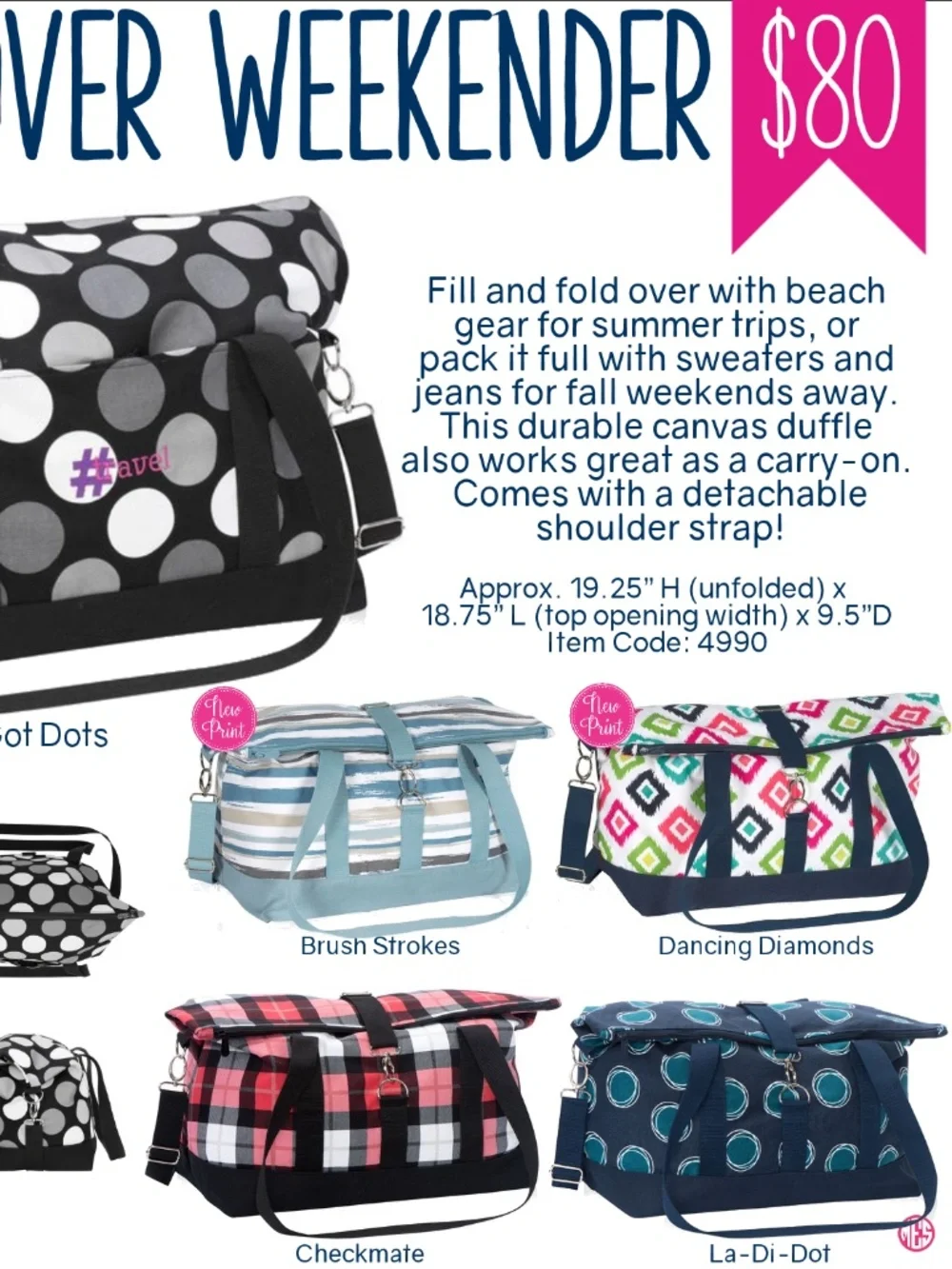 Thirty One Weekender and Cosmetic Travel Bags, New - Picture 6 of 10